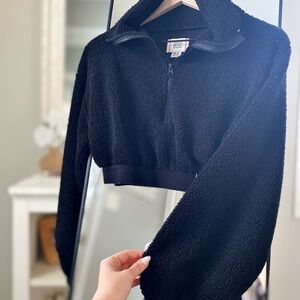 BDG Black Sherpa Cropped Sweater